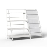 Metal Kid Bookshelf Toy Storage Organizer Montessori Baby Bookcase Small Toddler Book Rack Sling Children Display Shelf Boy Girl Living Bedroom Nursery Playroom Classroom Library (Pure White)