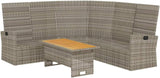 2 Piece Patio Lounge Set, Grey Poly Rattan with Cushions - Durable