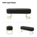 EcoHarbor Velvet Ottoman Bedroom Bench, Upholstered End of Bed Bench with Gold Legs,