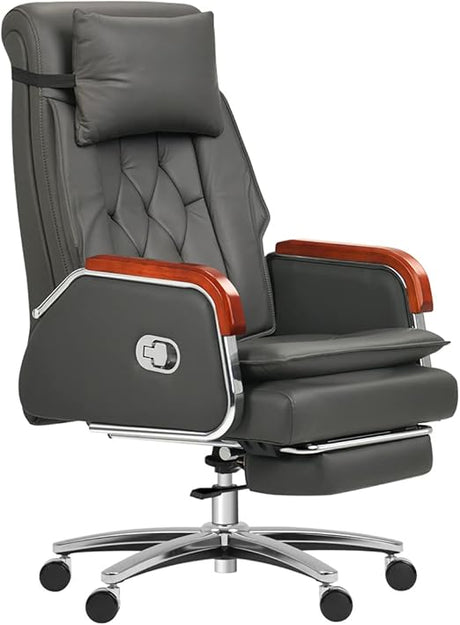 Cameron Massage Chair Genuine Leather Managerial Executive Office Chair Ergonomic