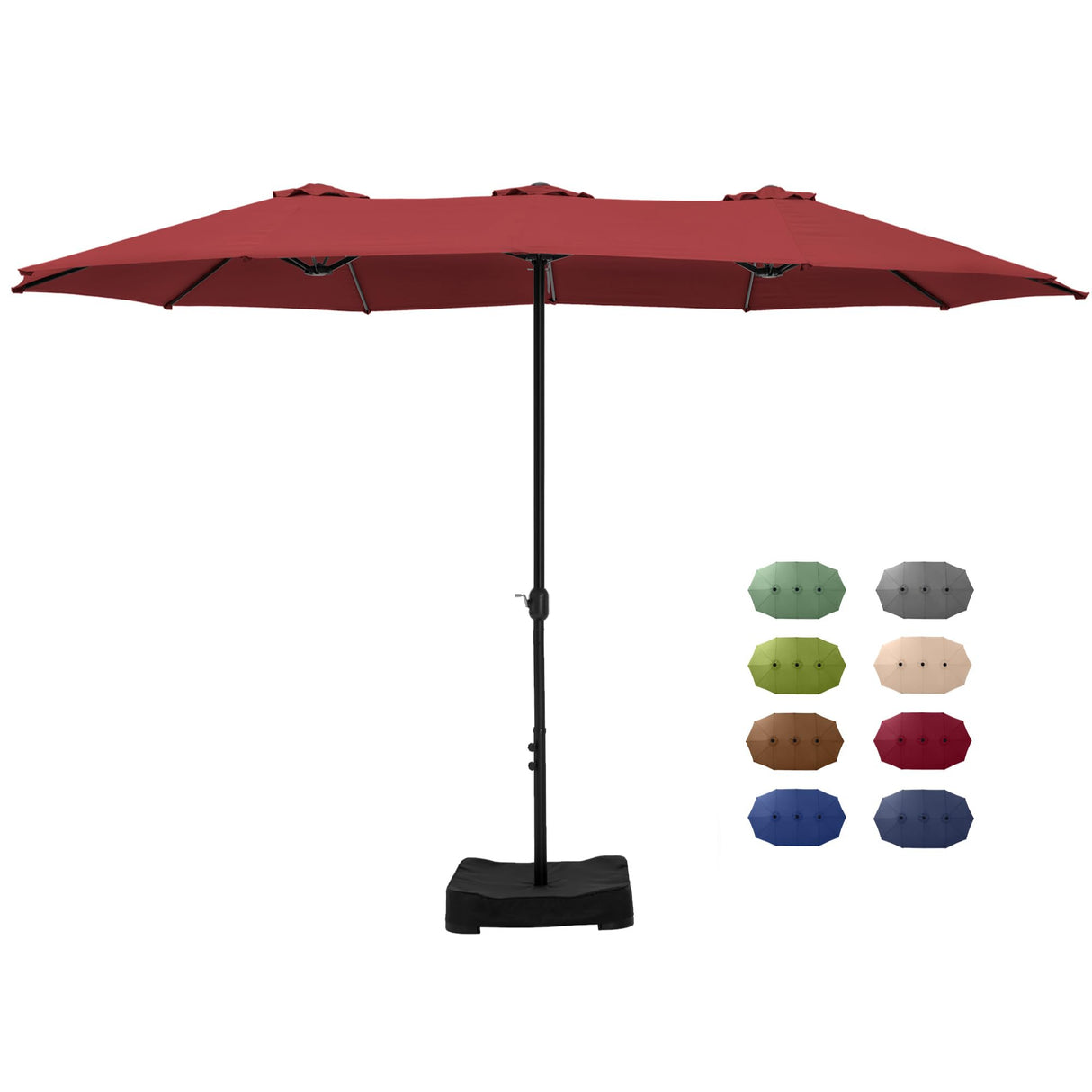 15 ft Large Patio Umbrella with Base Included, Outdoor Double-Sided Table Umbrella with Crank,