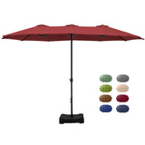 15 ft Large Patio Umbrella with Base Included, Outdoor Double-Sided Table Umbrella with Crank,