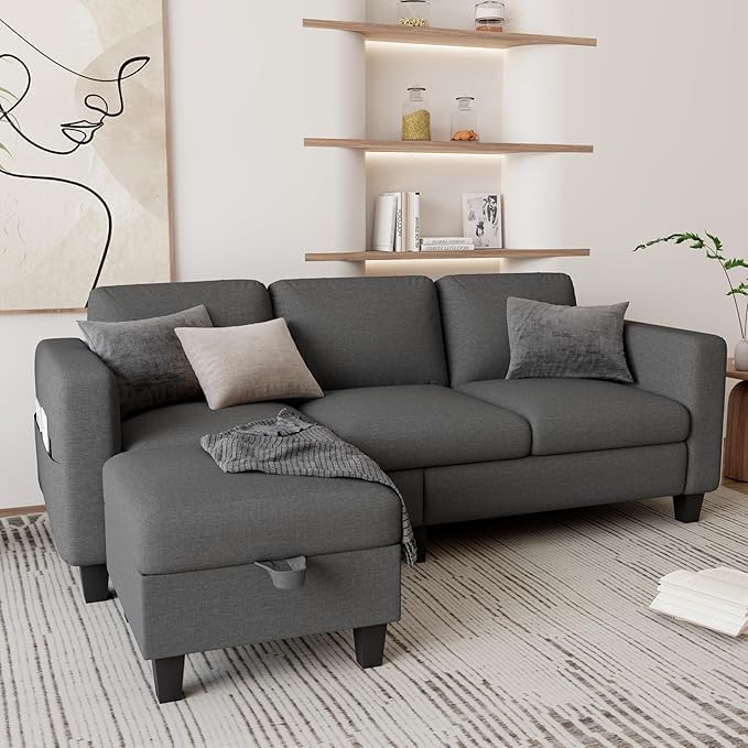 Couch for Living Room, Small Sectional Couch, 78" L Shaped Sofa 3 Seat Modern Sofa