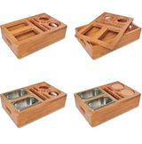 Bamboo Snack Tray Cup Holder - Food Caddy for Eating on Couch, Bed, Sofa