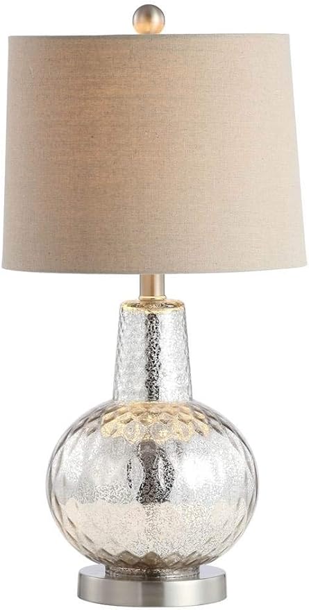 Lighting Collection Atlas Silver/ Ivory Shade 24-inch Bedroom Living Room Home Office