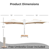 Large Patio Umbrella with Base, Double-Sided Outdoor Cantilever Aluminum Umbrella