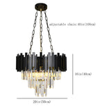Crystal Chandeliers Light Fixtures Black Round Raindrop Crystal Pendant Light Ceiling