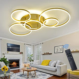 Modern LED Ceiling Light Gold Dimmable 5 Rings Flush Mount Ceiling Light Fixtures