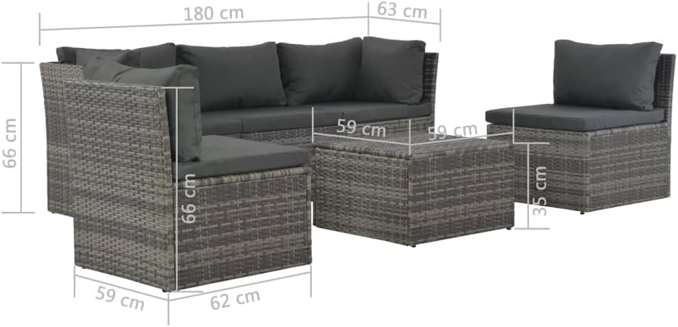 Patio Lounge Set 4 Piece, Outdoor Sofa Set with Cushions and Table