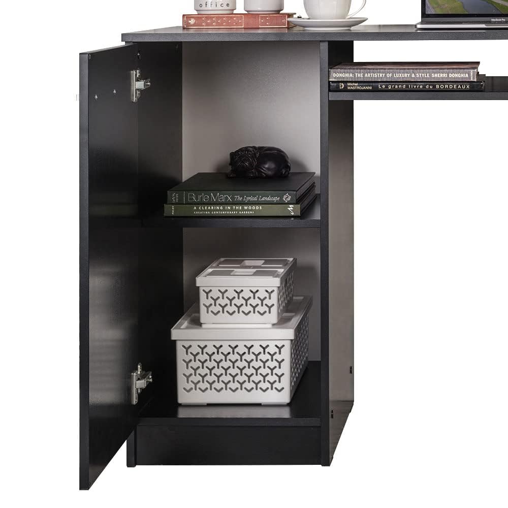 Computer Desk with 3 Drawers, 1 Door and 1 Storage Shelf,