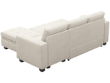 Secitonal Sleeper Sofa with Pull Out Couch Bed Modular Sectional Sofa with Storage Couch Velvet L Shaped Couch Sleeper Sofa Bed Beige