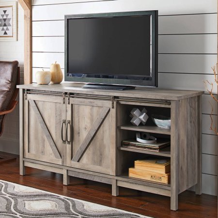 Modern Farmhouse TV Stand/Entertainment Center for TVs up to 60", Rustic Gray Finish