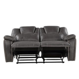 Katrine Charcoal PU Manual Love Seats, Two Built-in Recliners