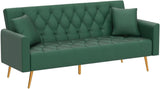 Velvet Futon Sofa Bed with 2 Pillows, Convertible Futon Couch, Sturdy Sleeper Sofa in 71 inch