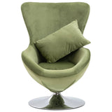 vidaXL Swivel Egg Chair with Removable Cushion, Light Green Velvet Upholstery - Ergonomic Design, 360-Degree Swivel, Plywood Frame with Chrome Base; Modern Decorative Armchair