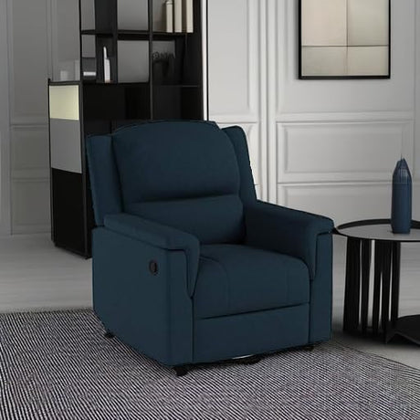 GDFStudio Jemma Tufted Fabric Swivel Gliding Recliner Chair, Plastic, (Navy Blue), 31.25