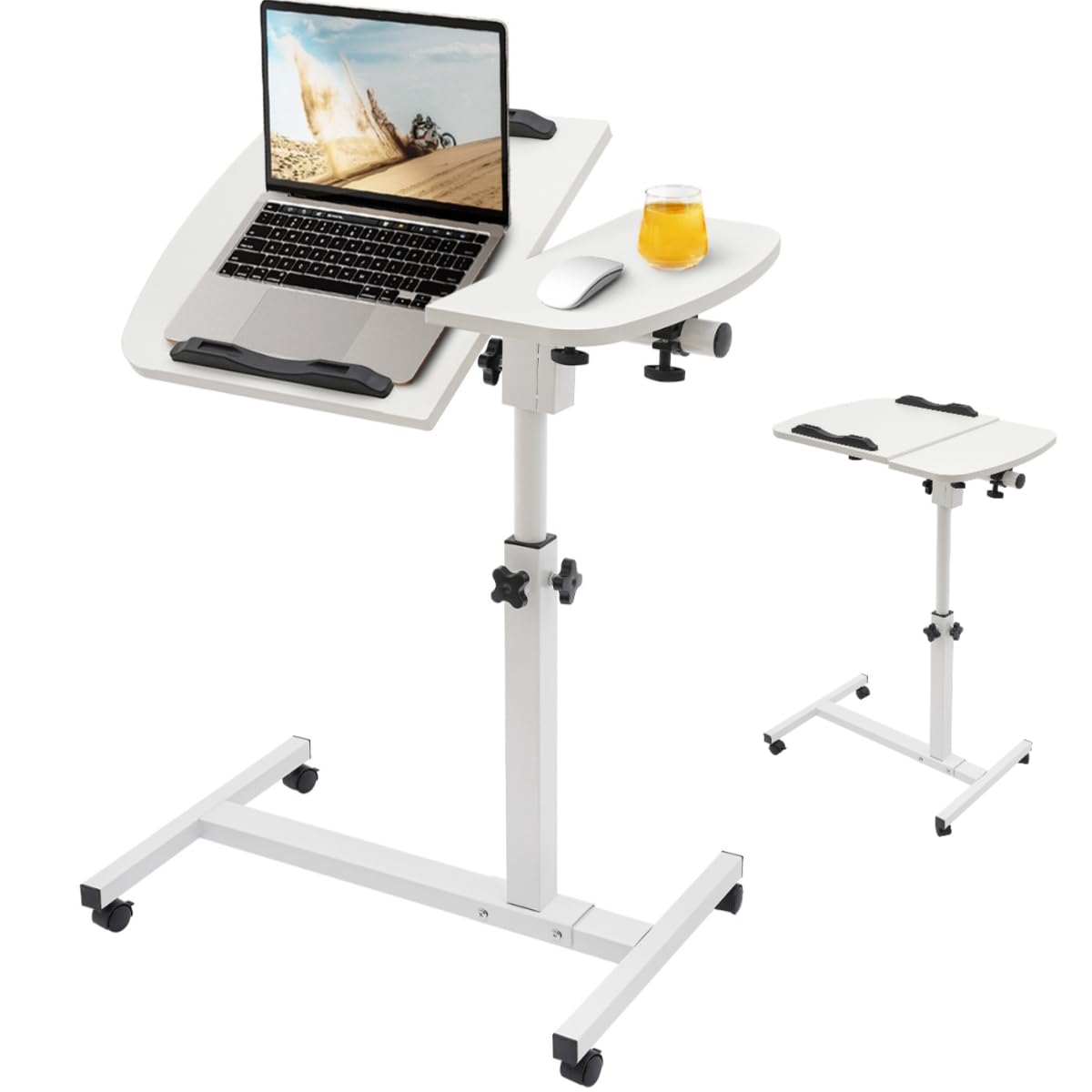 Foldable Mobile Standing Desk Height Adjustable 37.4 in Sit Stand Desk Rolling Laptop