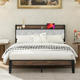 Queen Bed Frame with Storage Headboard & USB Charging Station