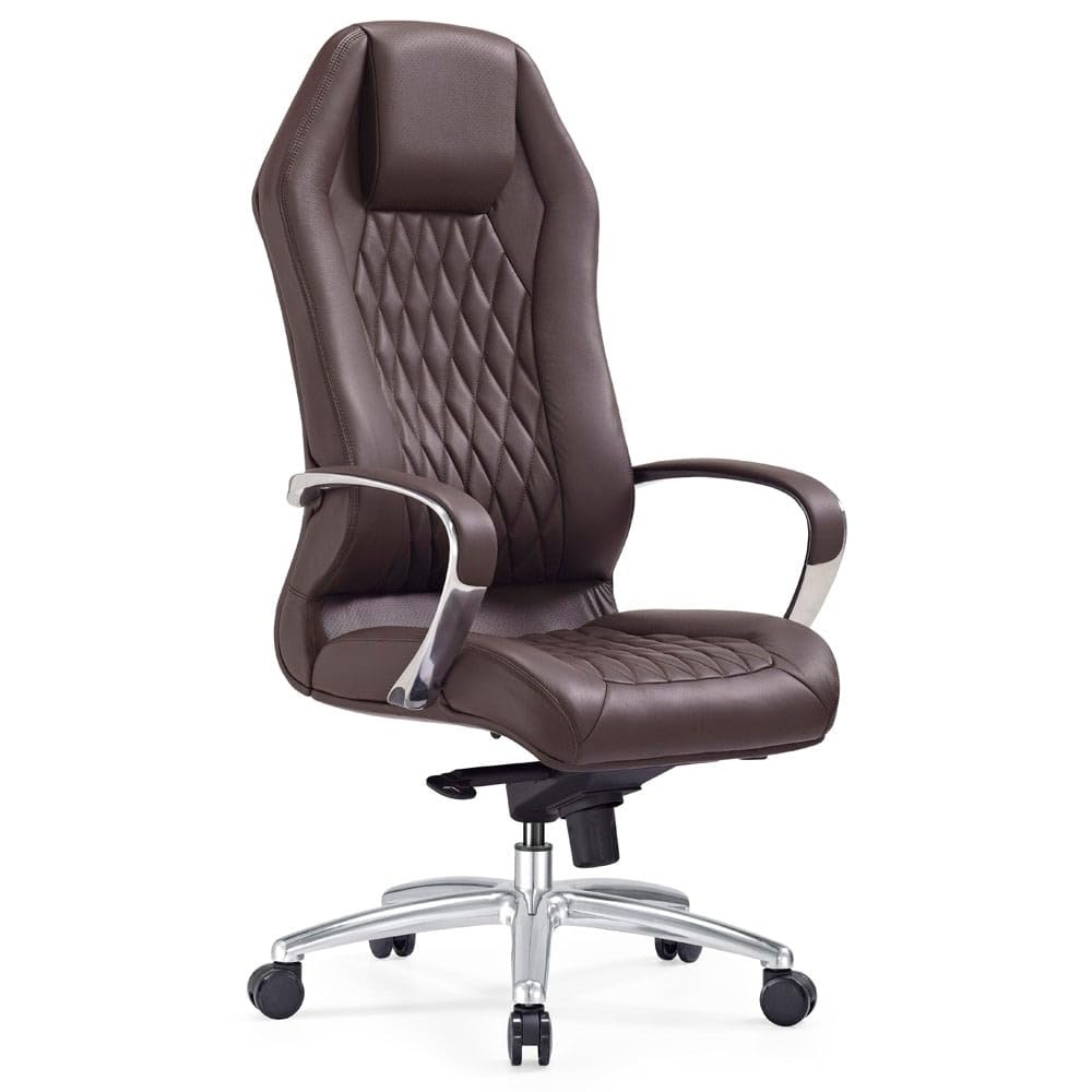 Furniture Modern Ergonomic Sterling Genuine Leather Executive Chair with Aluminum