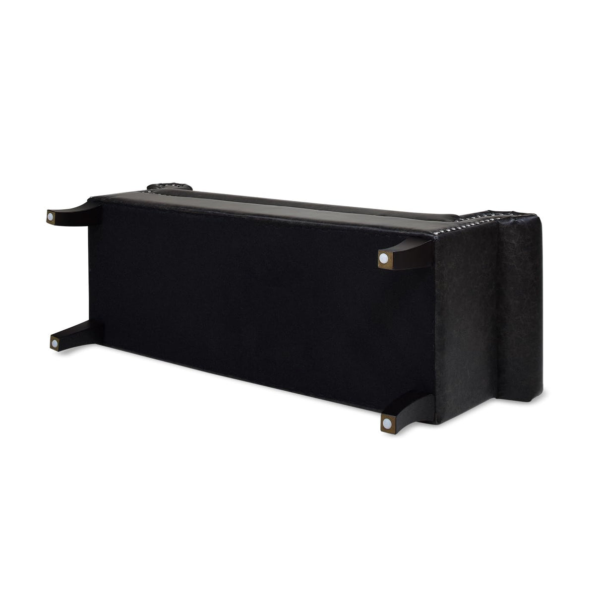 Jennifer Taylor Home Kathy Roll Arm Entryway Accent Bench, Vintage Black Brown Faux Leather