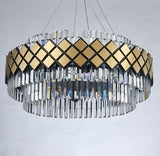 Gold Finish Round Pendant Light Fixture Postmodern 21 Bulbs Crystal Rod Ceiling Chandelier