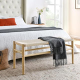 ECLY. Woven Bench for Bedroom End of bed Bench 39.5" Wooden Bench ndoor Dinning Bench Entrywway bench with Solid Rubber Wood leas Bed bench forBedroom Entryway Living Room Kitchen (Natural)