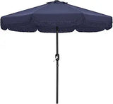 9ft Patio Umbrella with Fringe Outdoor Tassel Umbrella for Holiday Garden Lawn Pool Yard