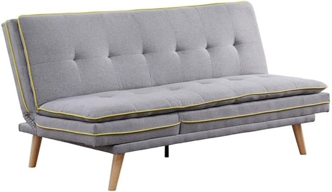 Bernstein Linen Fabric Tufted Upholstery Adjustable Sofa in Blue and Walnut
