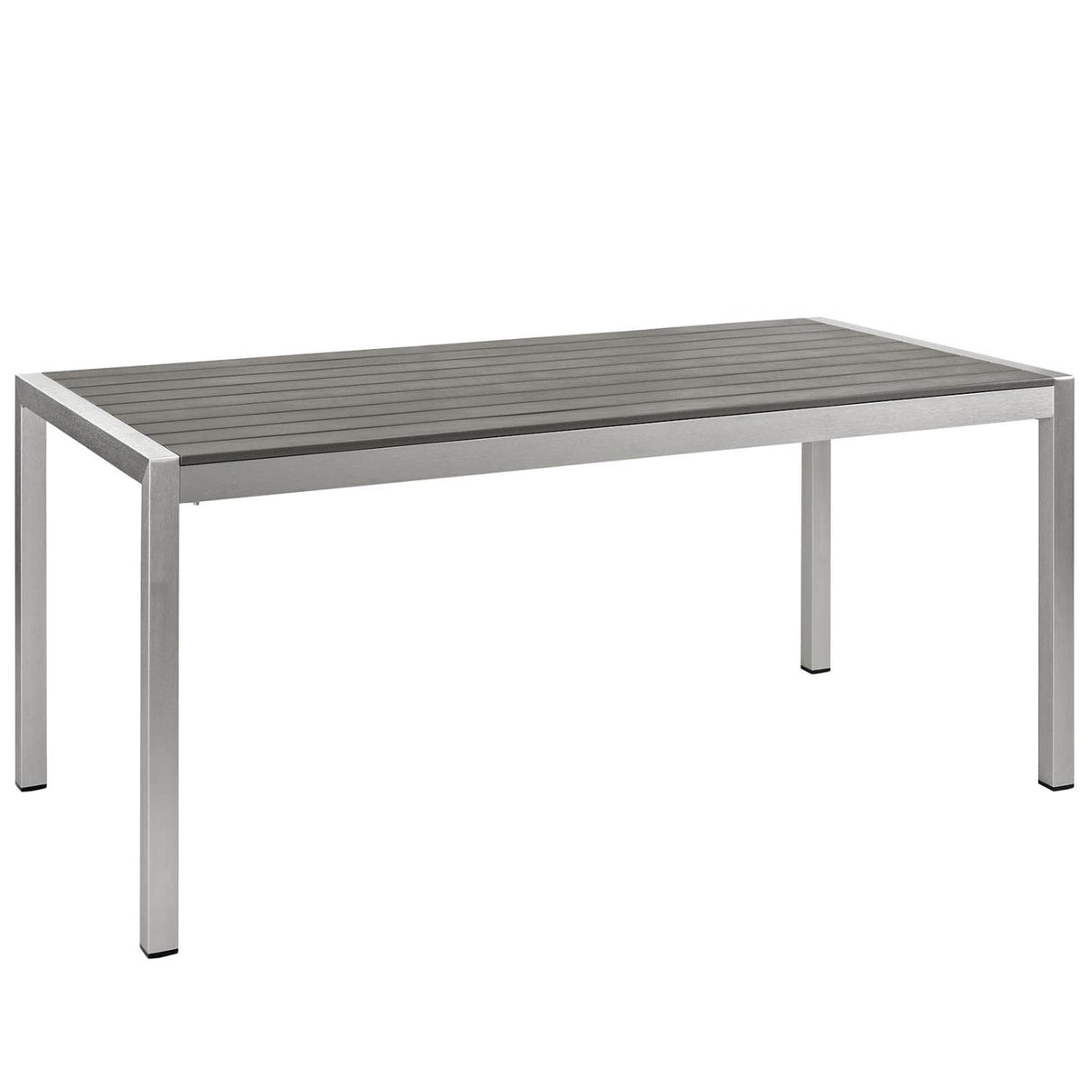 Shore Aluminum Outdoor Patio 71" Rectangle Dining Table in Silver Gray