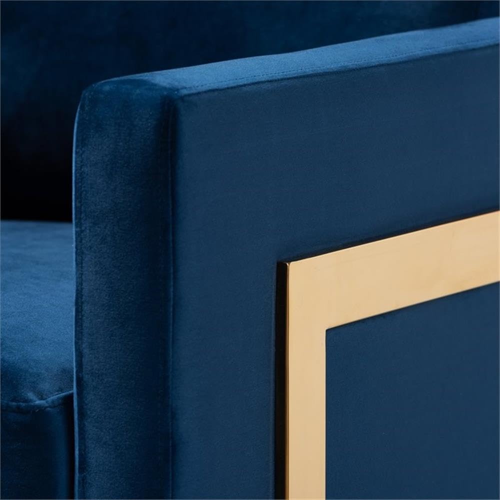 Matteo Velvet Fabric with Gold Finish Accent Chair in Royal Blue