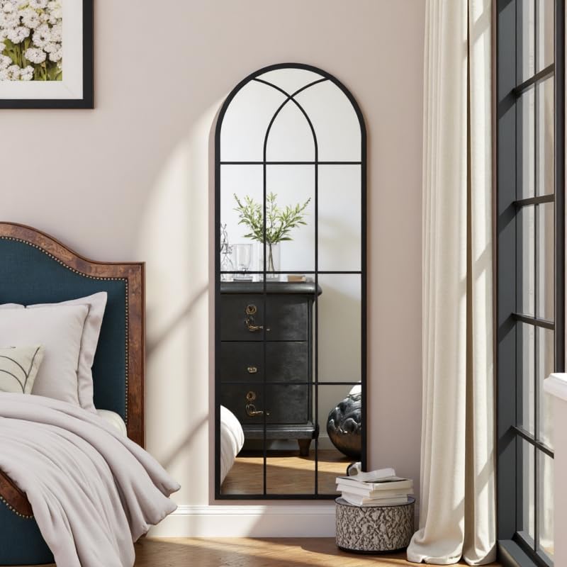 Arched Full Length Mirror 65x22 - Window Pane Floor Mirror