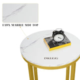 Modern Gold Side Table, Small Coffee Table Round End Table with Gold Frame