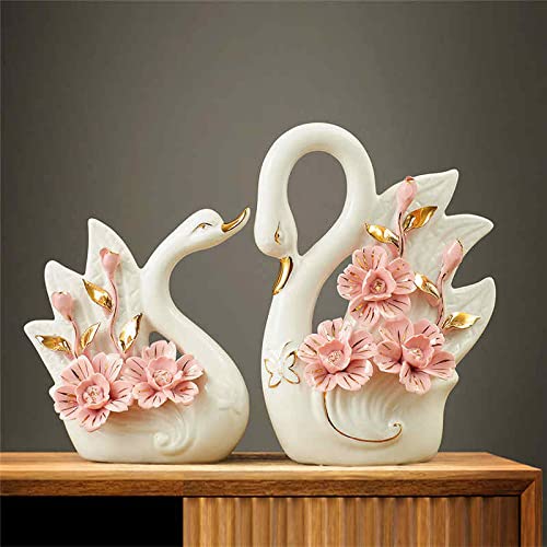 2PCS Swan Statue Pretty Creative Swan Sculpture Figurines