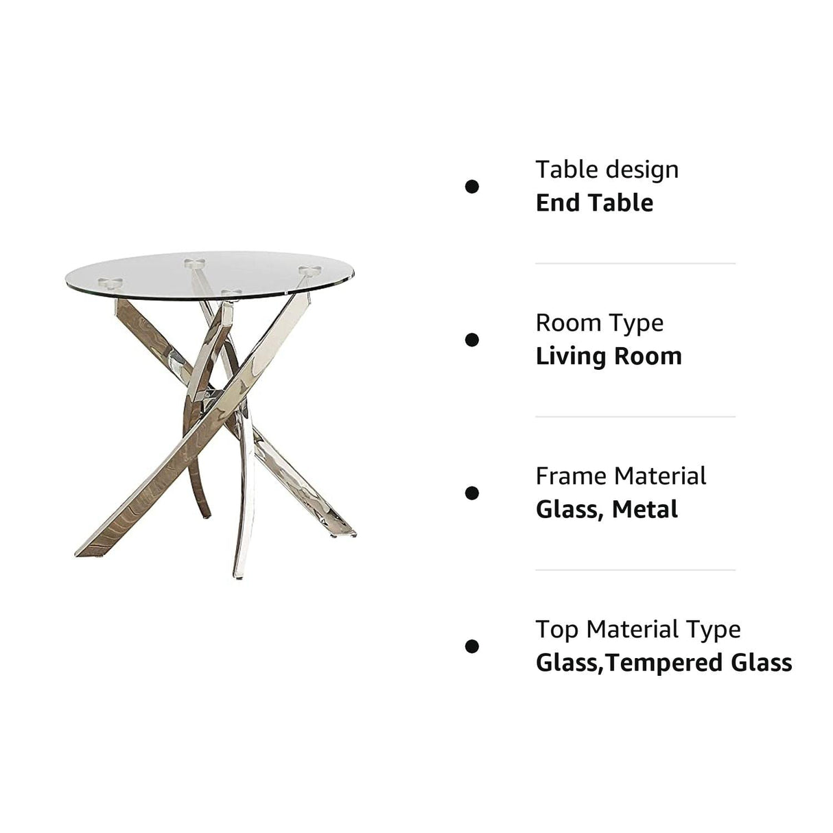 Cheatham Contemporary Glass Top End Table in Chrome