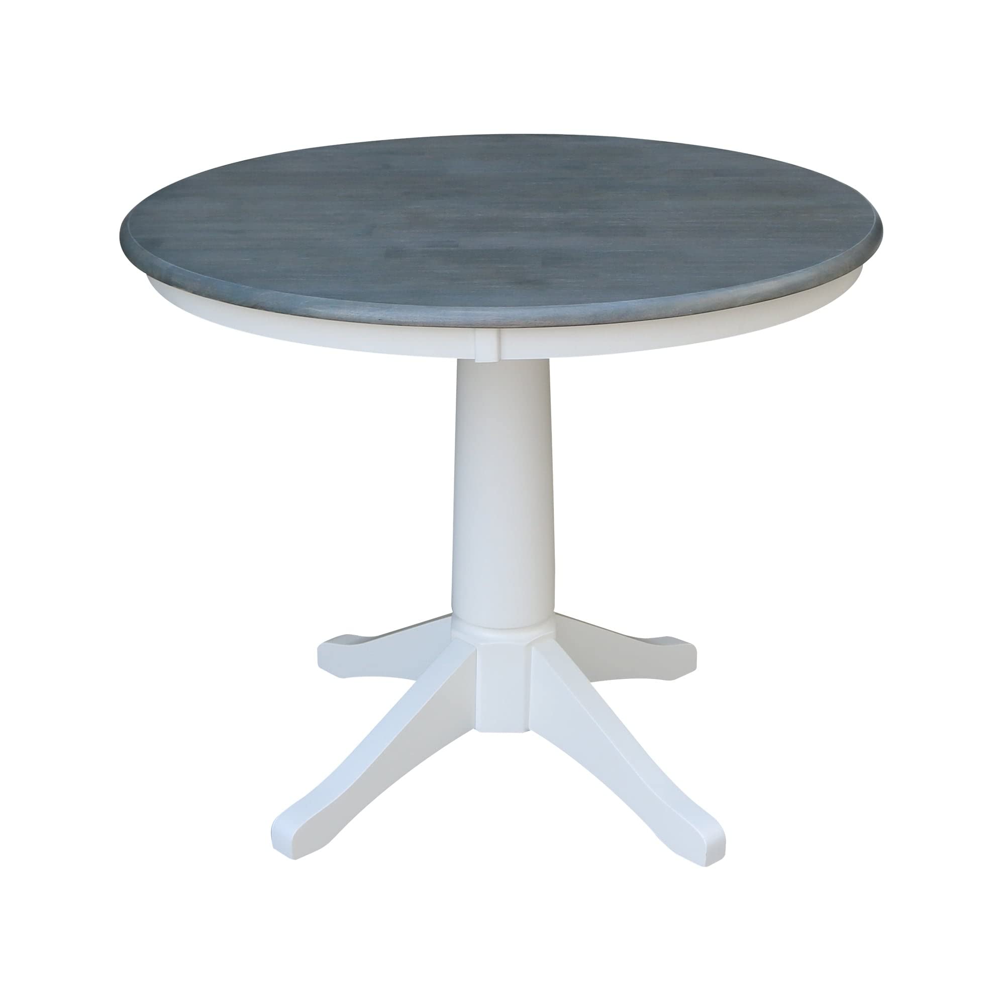 Concepts 36" Round Pedestal Dining 4 Table and chairs, White/Heather Gray