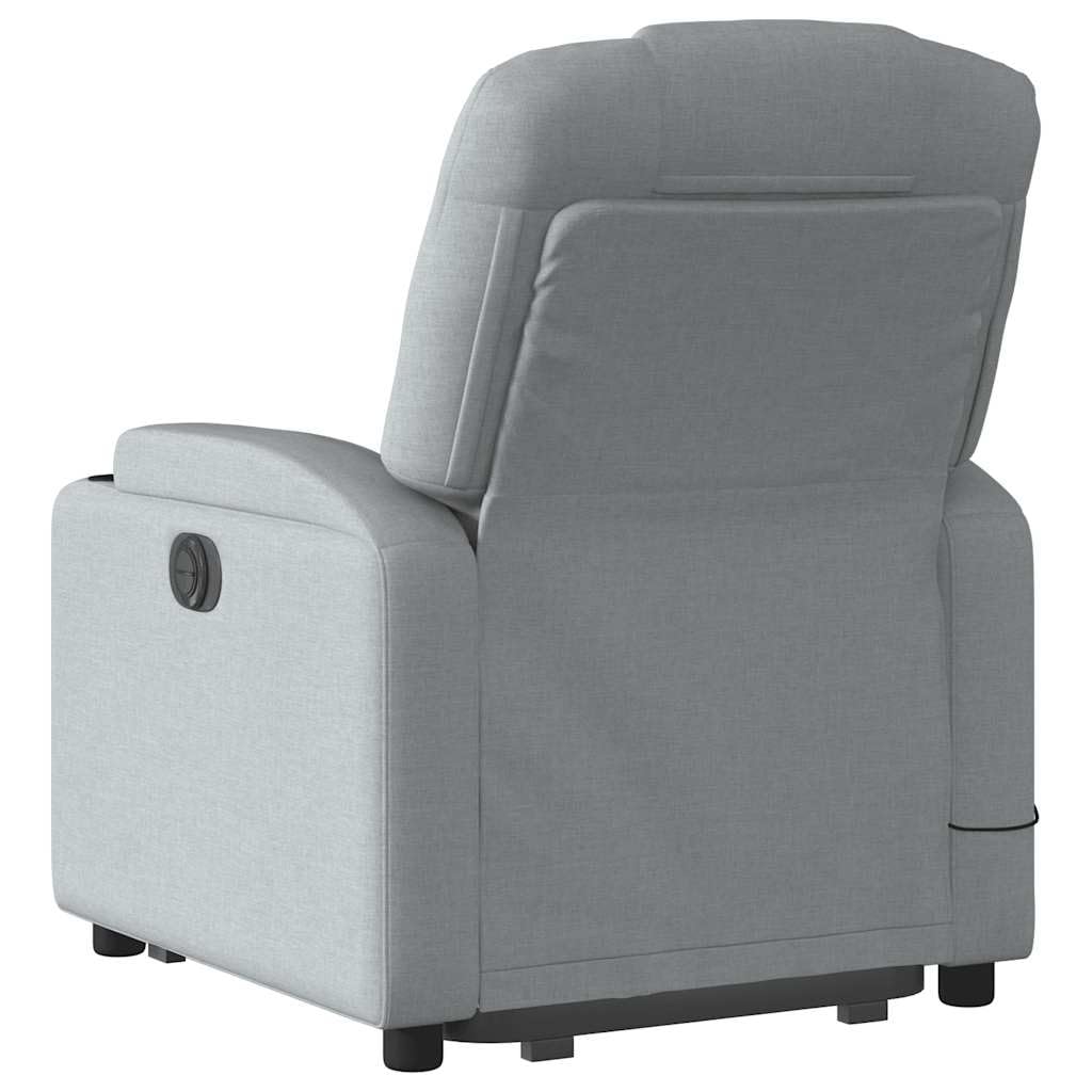 Fabric Stand Up Massage Recliner Chair - Power Lift, Manual Recline, Vibration Massage, Cup Holders, Light Gray