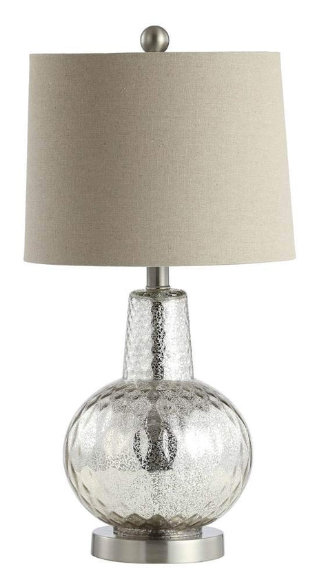 Lighting Collection Atlas Silver/ Ivory Shade 24-inch Bedroom Living Room Home Office