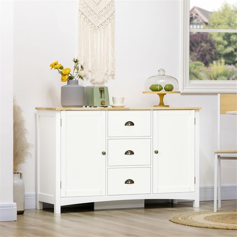 Sideboard Buffet Cabinet Coffee Bar Cabinet Kitchen Pantry Storage Cabinet with 3 Drawers and 2 Doors Freestanding