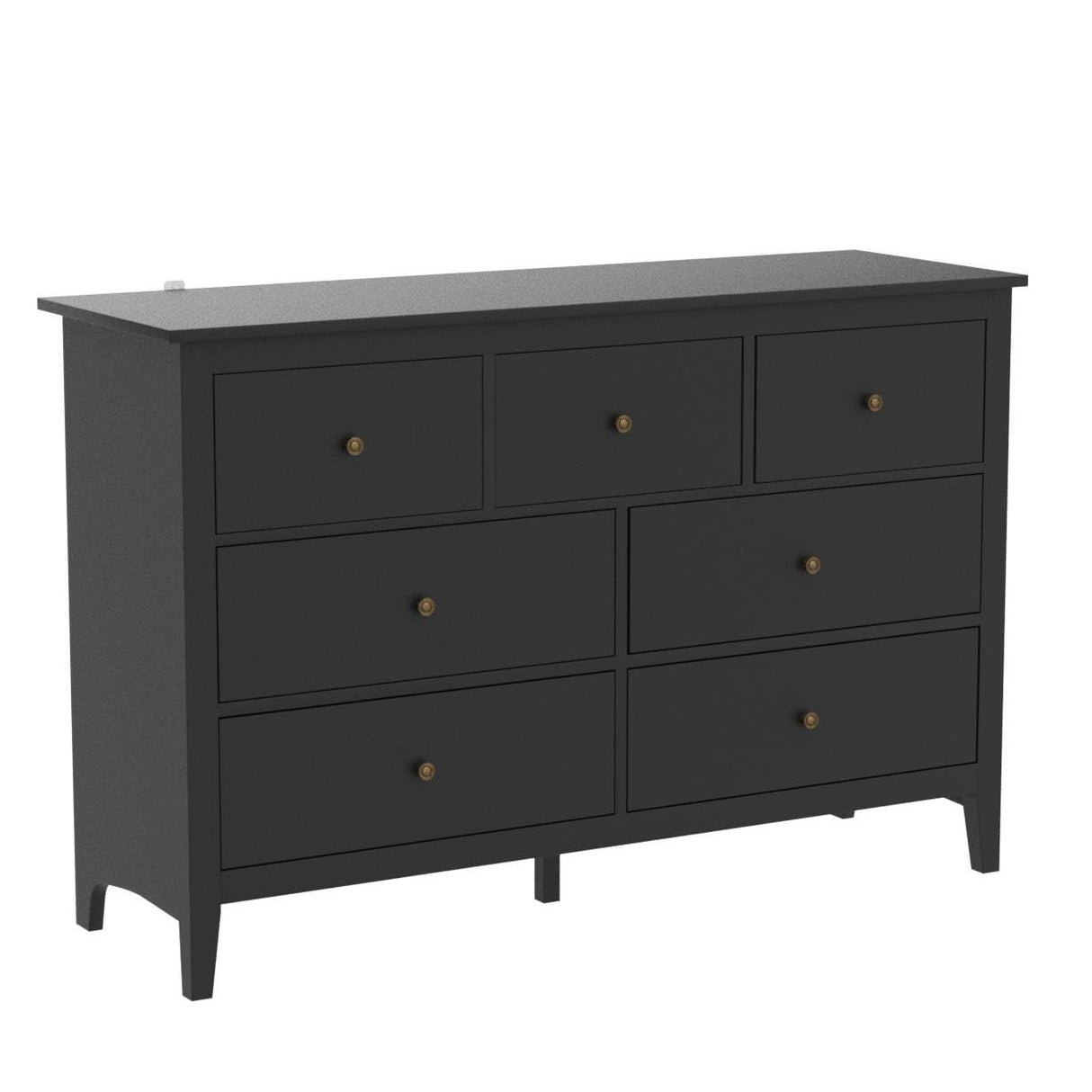 Black Dresser - Modern Dresser for Bedroom, Wooden 7 Drawer Dresser