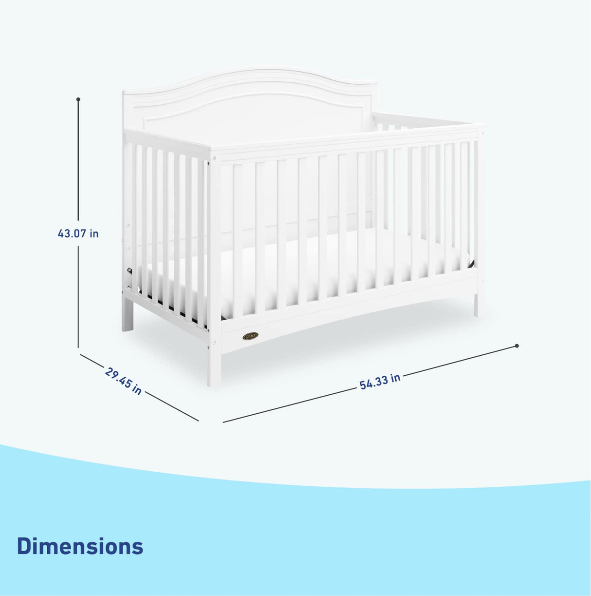 4-in-1 Convertible Crib (White) - GREENGUARD Gold Certified, Converts to Toddler Bed,