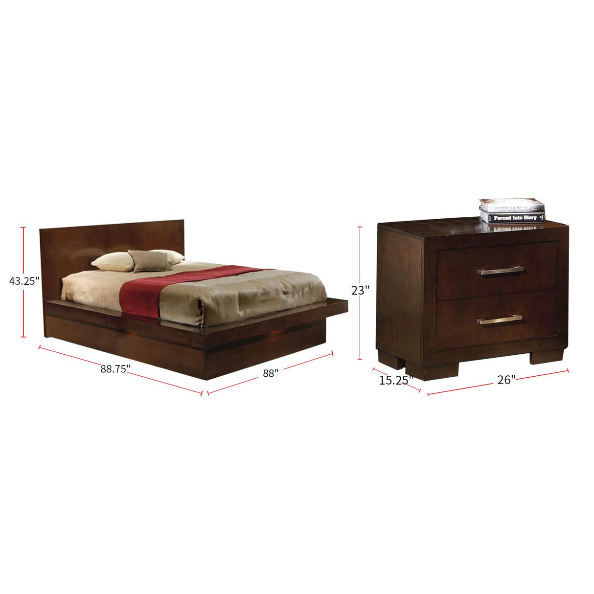 Jessica Eastern King Bed 4-Piece Set, Cappuccino