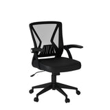 Mesh Office Chair Ergonomic Mid Back Swivel Black Mesh Desk Chair Flip Up Arms