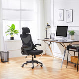 Back Ergonomic Mesh Office Chair with Adjustable Padded Headrest, White/Black