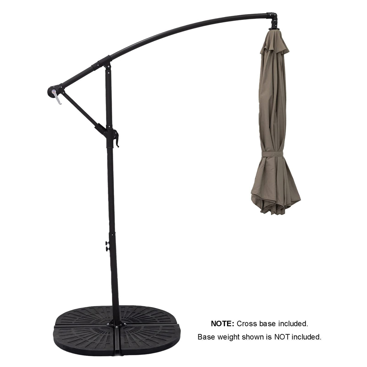 C-Hopetree 10 ft Offset Cantilever Outdoor Patio Umbrella with Cross Base Stand, Taupe