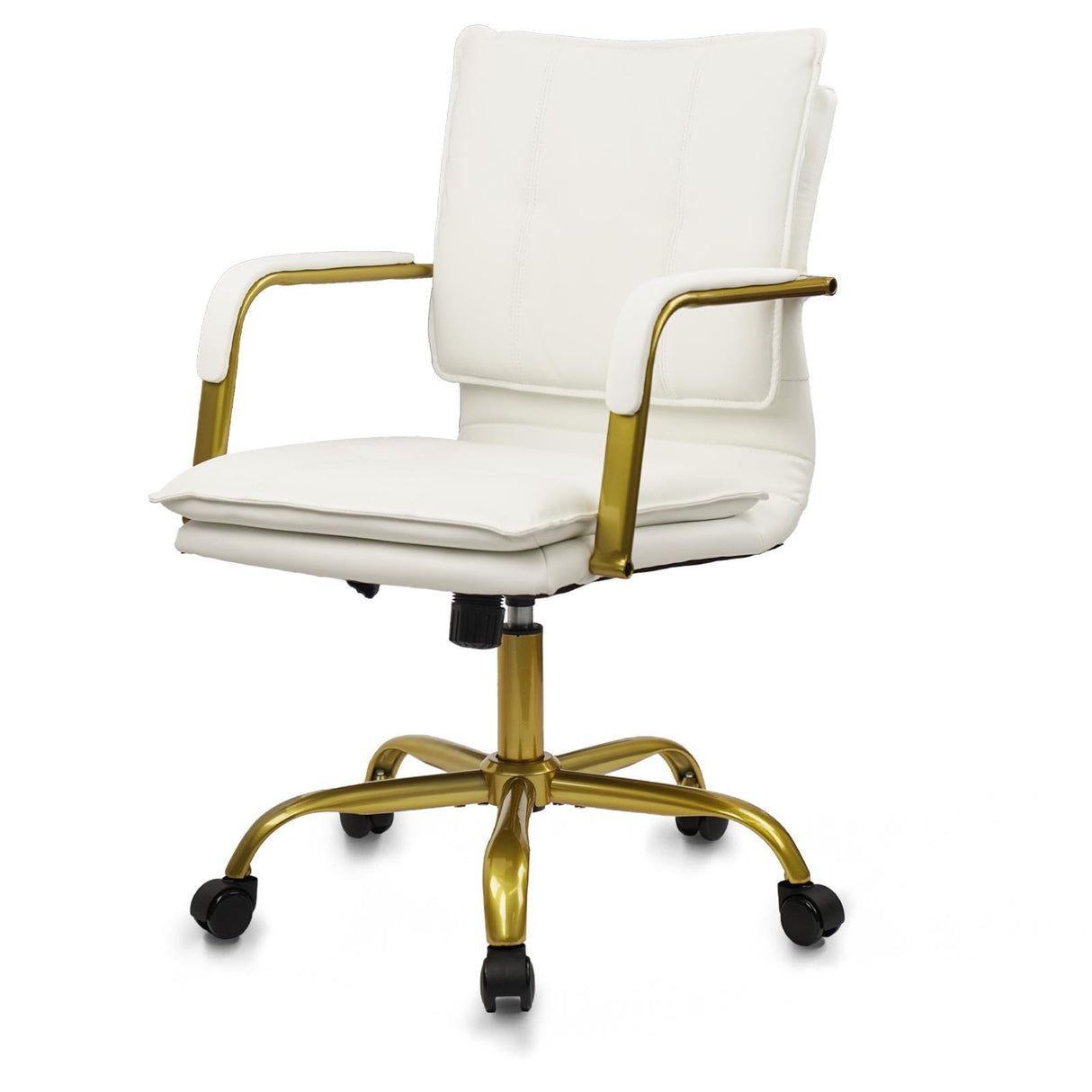 Adjustable Leather Office Chair with Gold Legs
