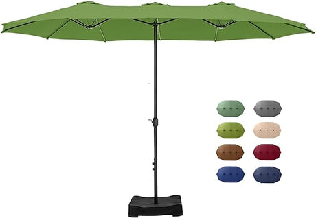 15 ft Large Patio Umbrella with Base Included, Outdoor Double-Sided Table Umbrella with Crank,