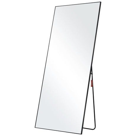 71'' x 31'' Full Length Mirror Oversized Black Rectangle Floor Mirror with Stand Aluminum