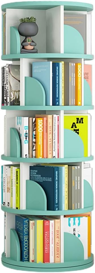 360° Rotating Bookshelf, 3-5 Tier Stackable Shelves, Storage Display Rack Floor Standing