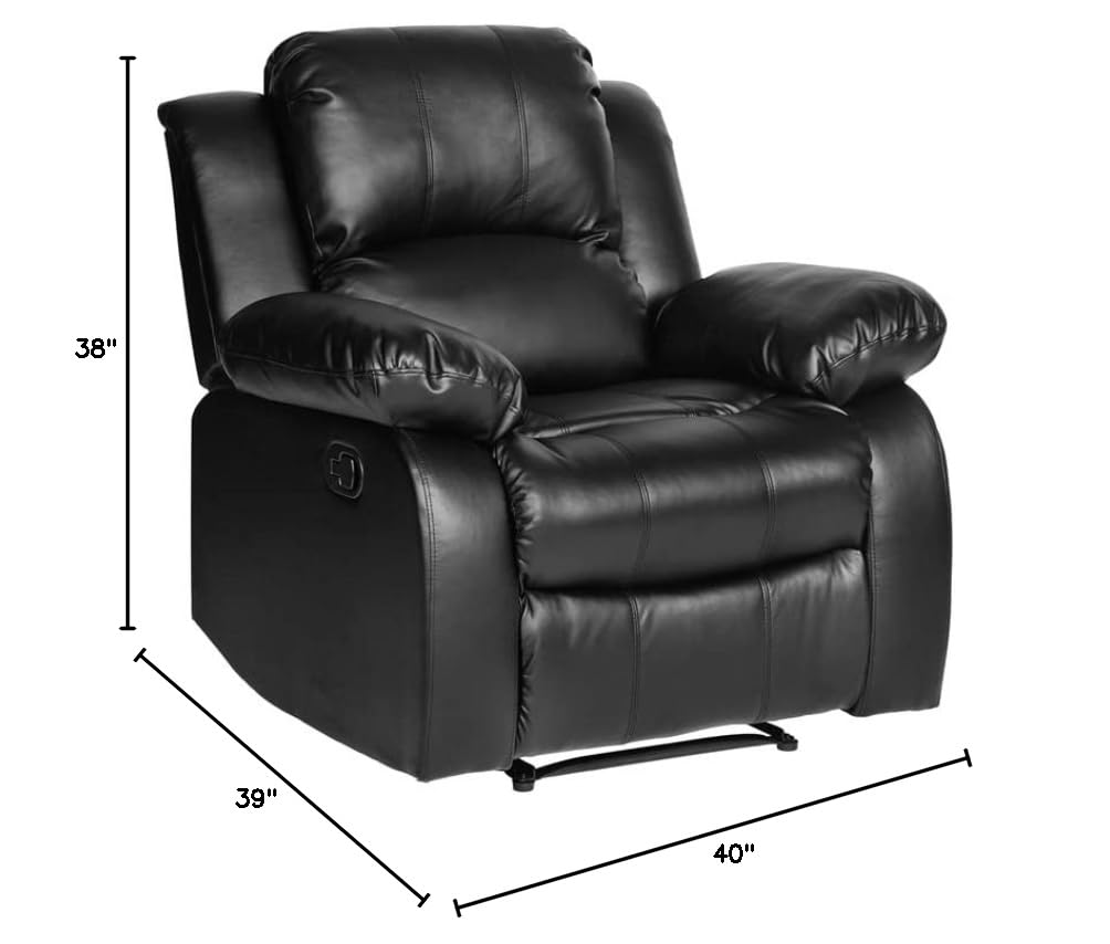 40" Bonded Leather Recliner, Black