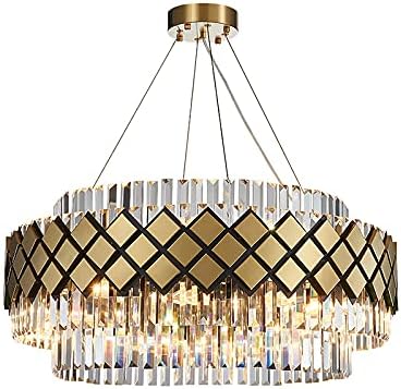 Gold Finish Round Pendant Light Fixture Postmodern 21 Bulbs Crystal Rod Ceiling Chandelier